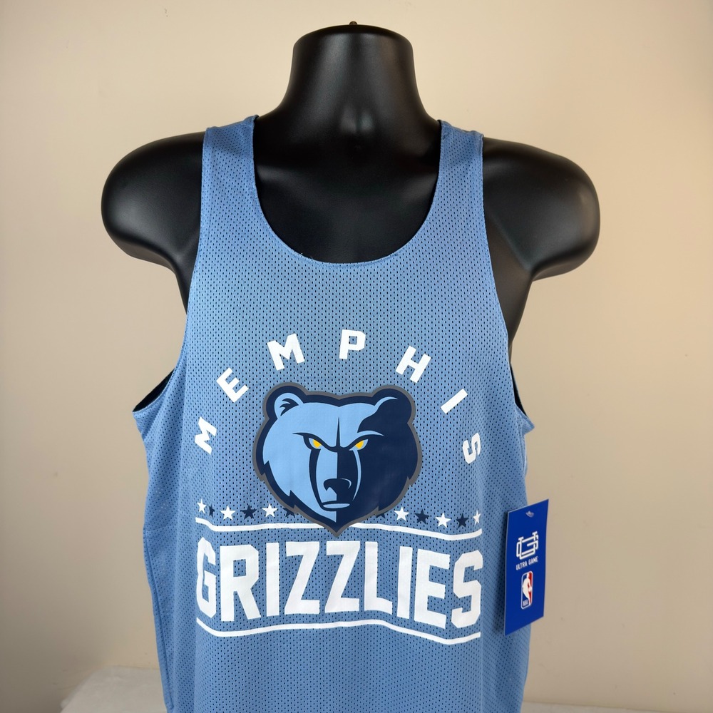 NBA Memphis Grizzlies Reversible Mesh Tank Top‎ Ultra Game Blue Navy Mens Small - Picture 8 of 12